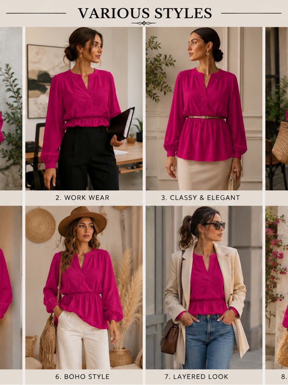 Express Hot Pink Split-Neck Long-Sleeve Tunic